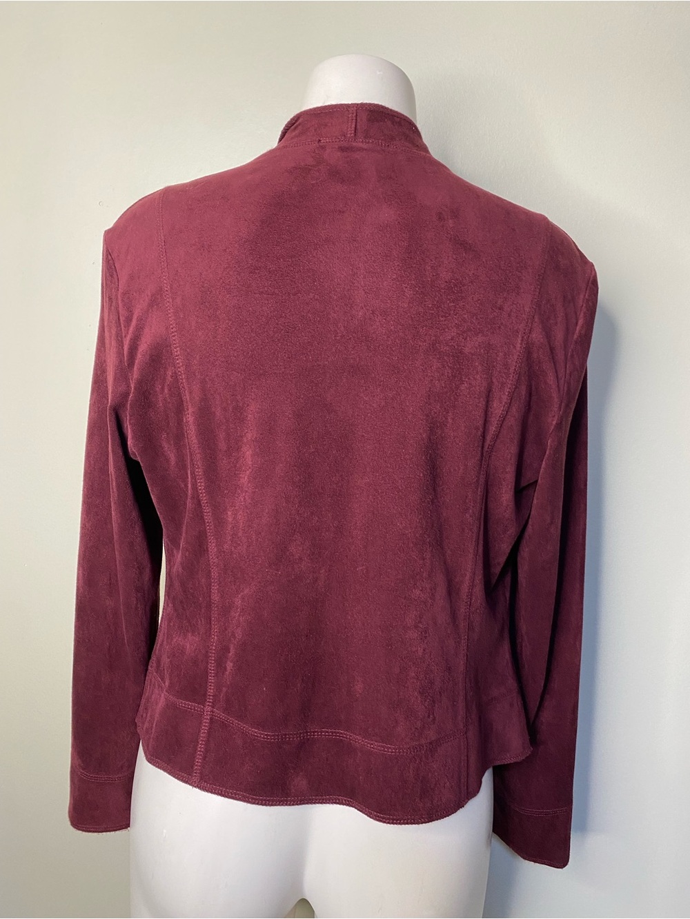 Joseph Ribkoff Burgundy Suede-Feel Draped Jacket - Picture 4 of 6